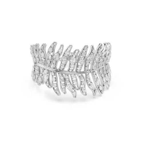 Браслет, Разные огранки, Перо, Белый, Родиевое покрытие The Vienna Collection Swarovski