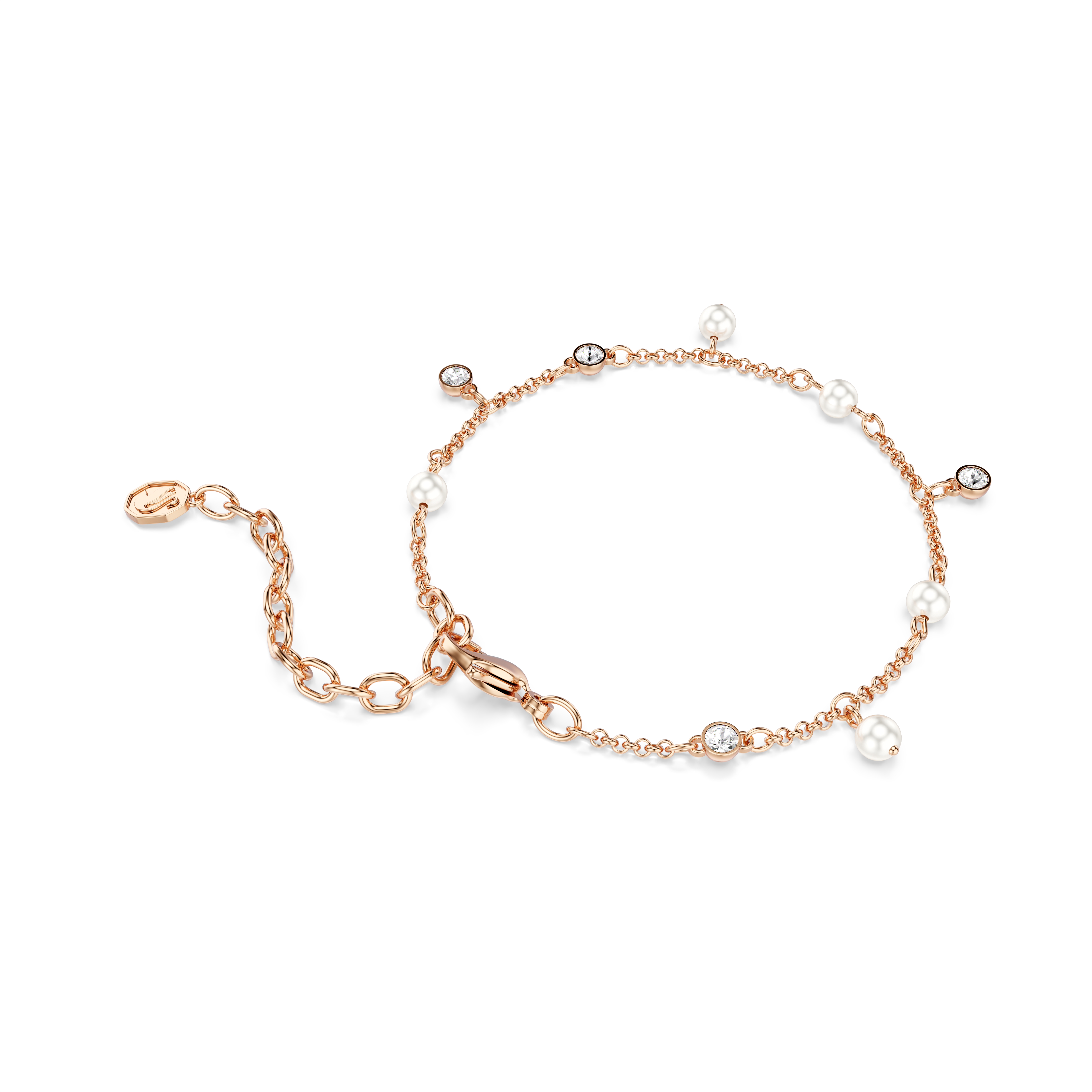 Bracelet, Crystal pearl, Round cut, White, 18K rose gold finish Imber Swarovski 4