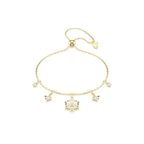 Bracelet, Mixed cuts, Snowflake, White, 18K gold finish