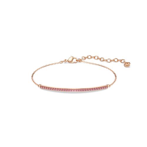 Bracelet, Round cut, Pink, 18K rose gold finish Only Swarovski