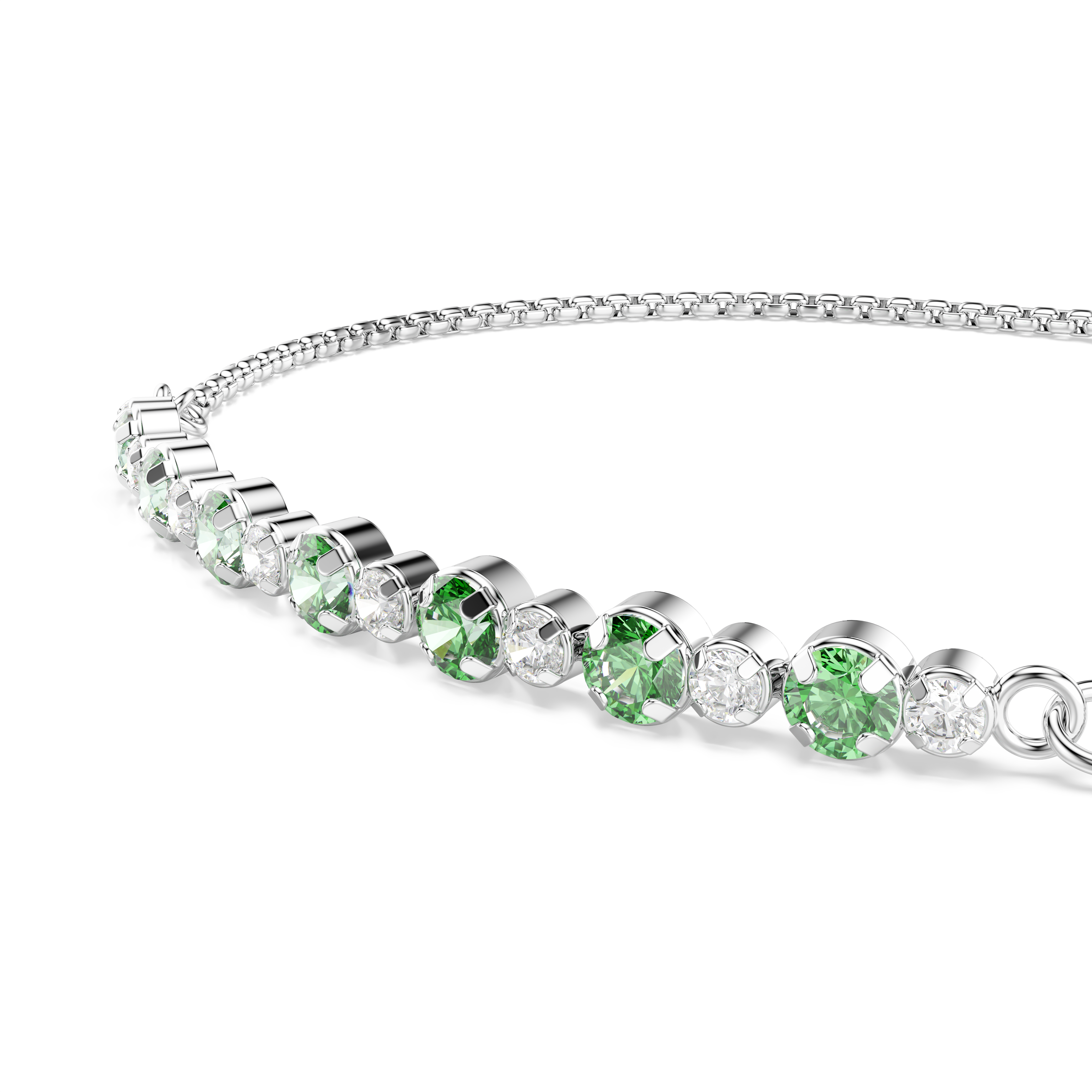 Браслет, Круглая огранка, Зеленое, Родиевое покрытие Matrix Swarovski 2