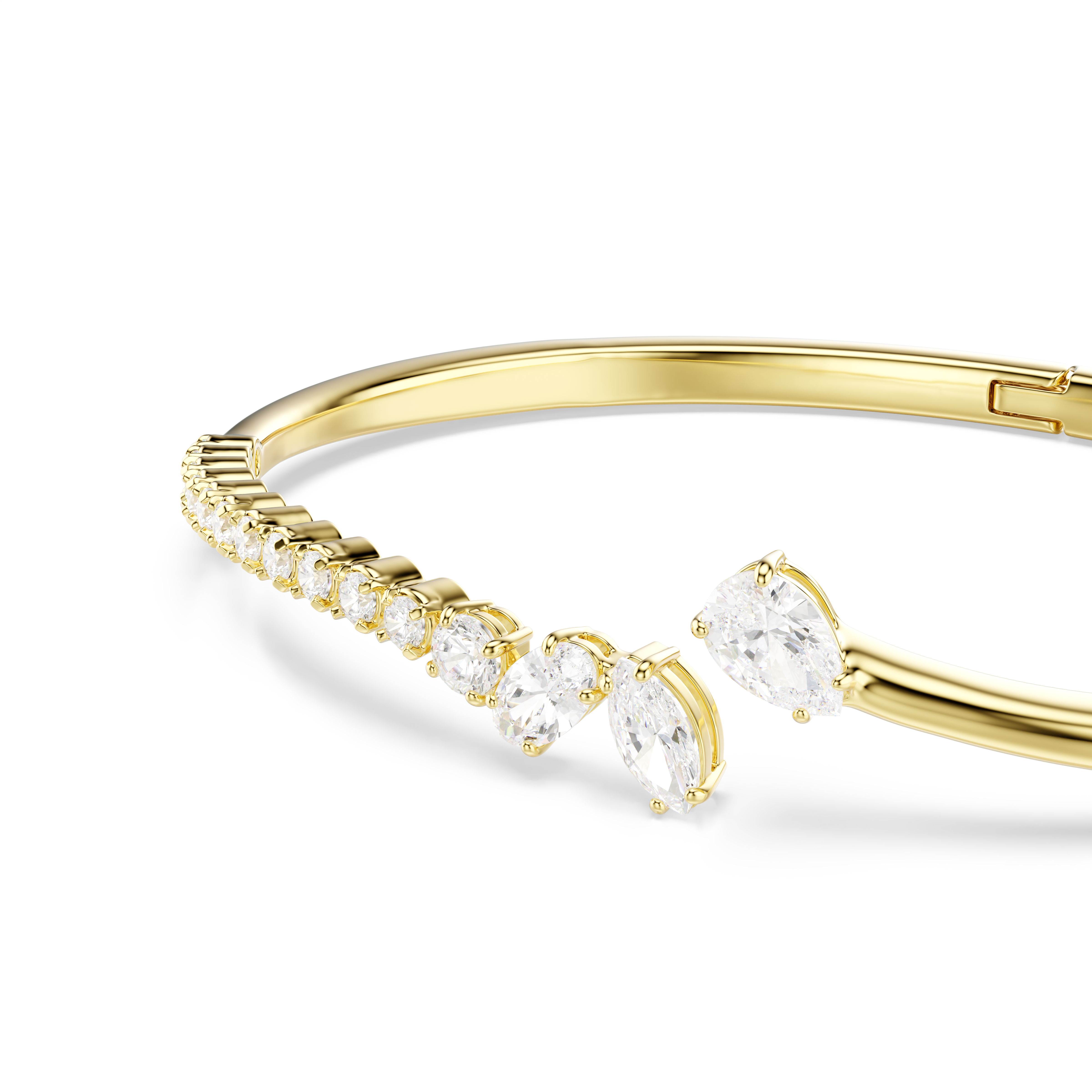 Жёсткий браслет, Разные огранки, Белый Mesmera Swarovski 2