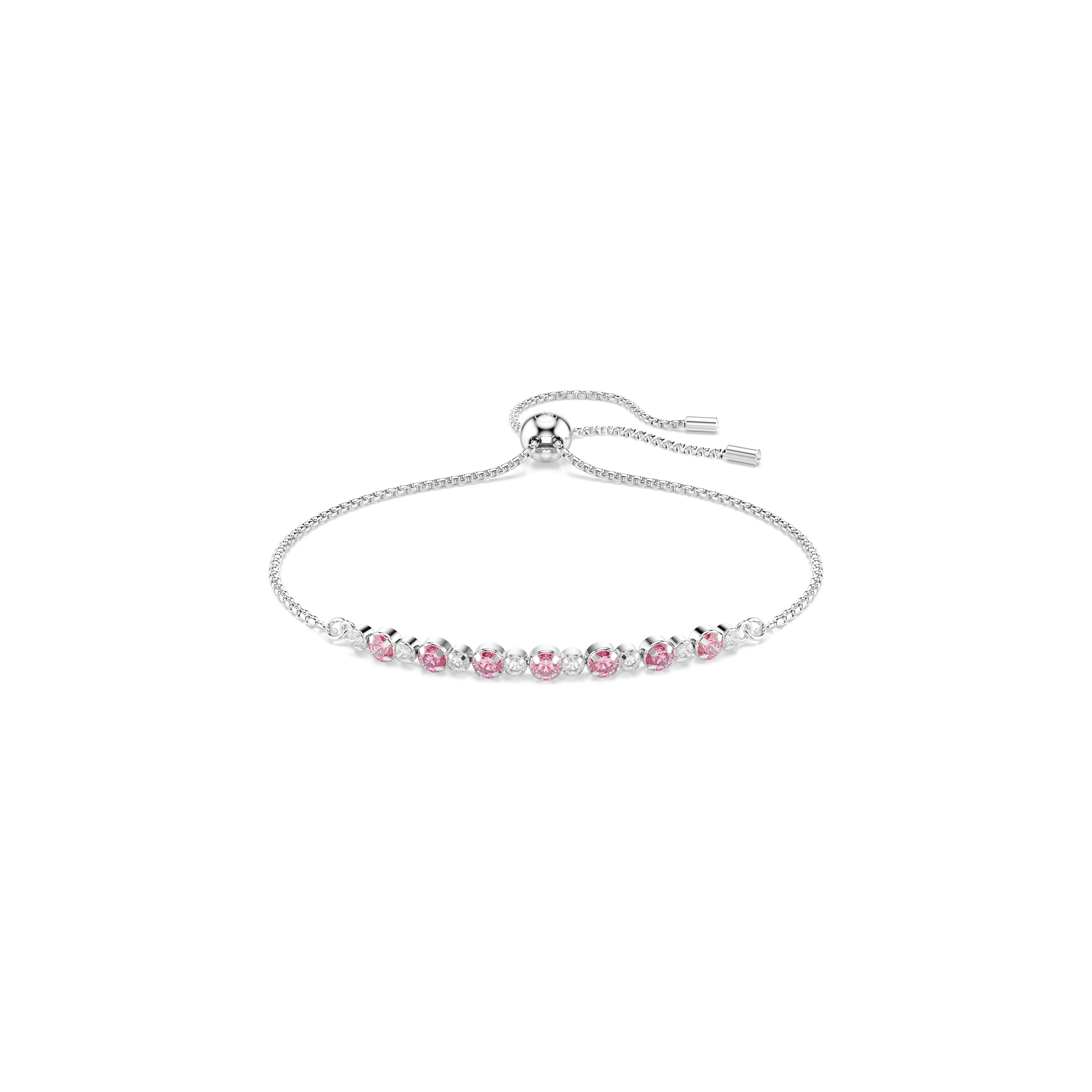 Bracelet, Round cut, Pink, Rhodium plated Matrix Swarovski
