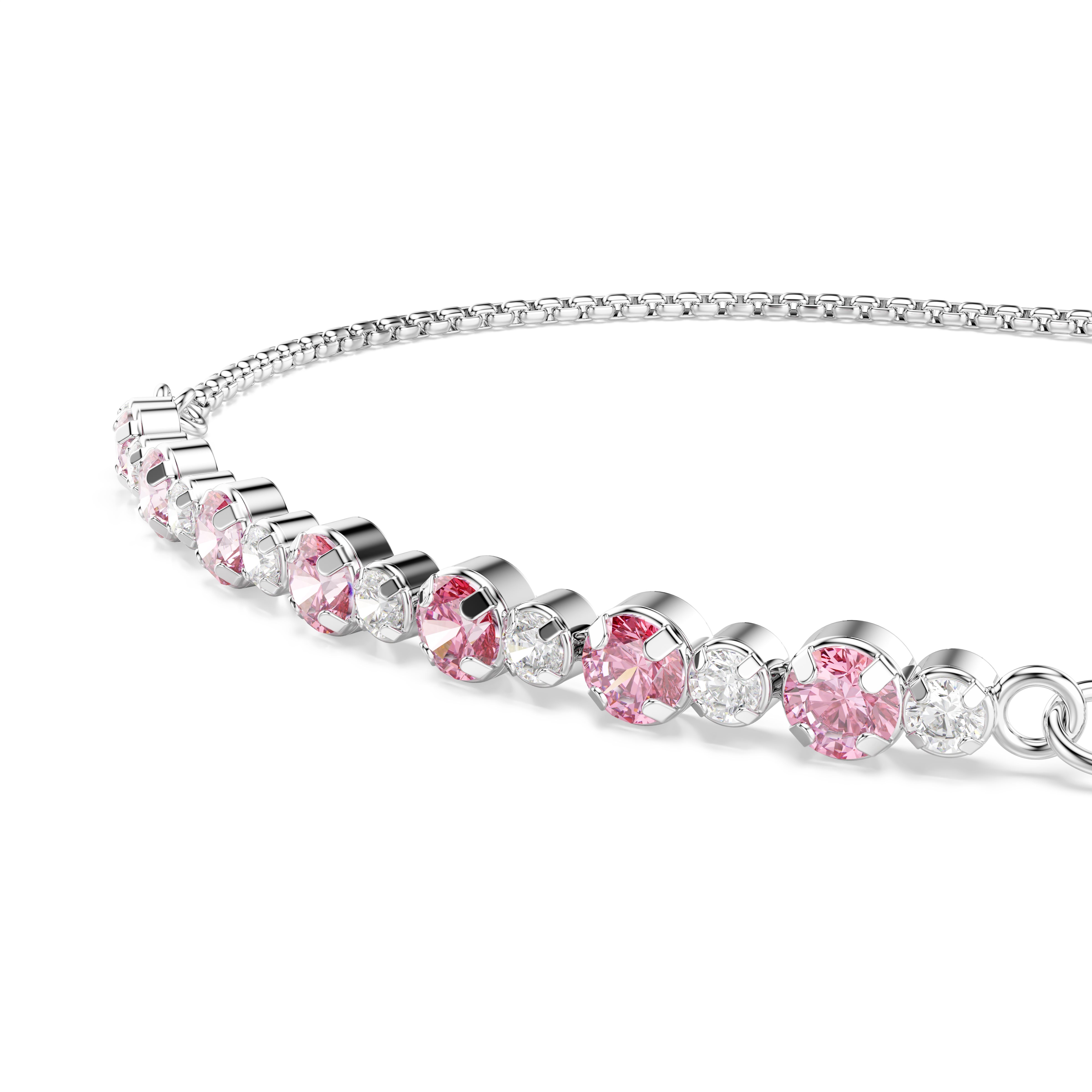 Bracelet, Round cut, Pink, Rhodium plated Matrix Swarovski 2