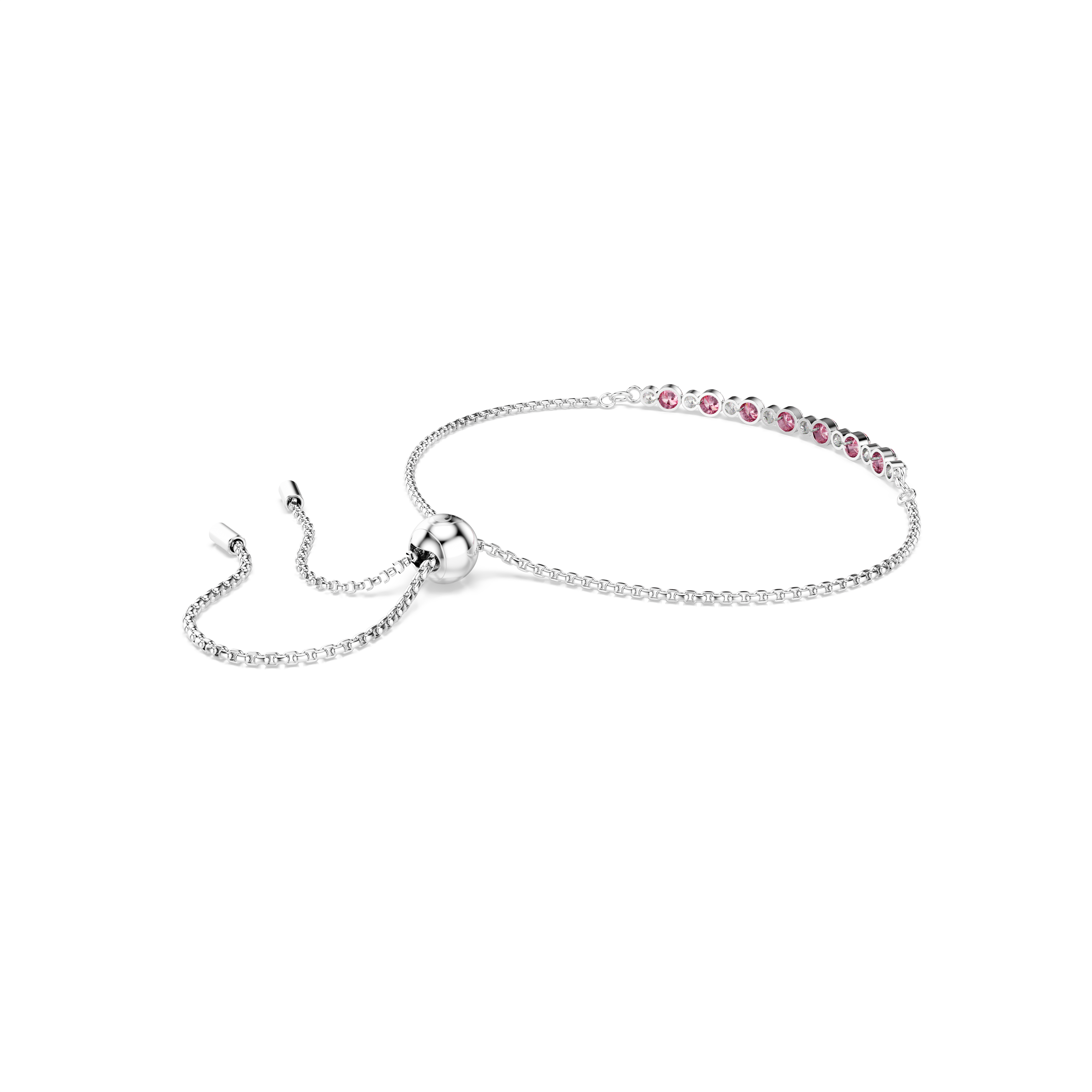 Bracelet, Round cut, Pink, Rhodium plated Matrix Swarovski 4