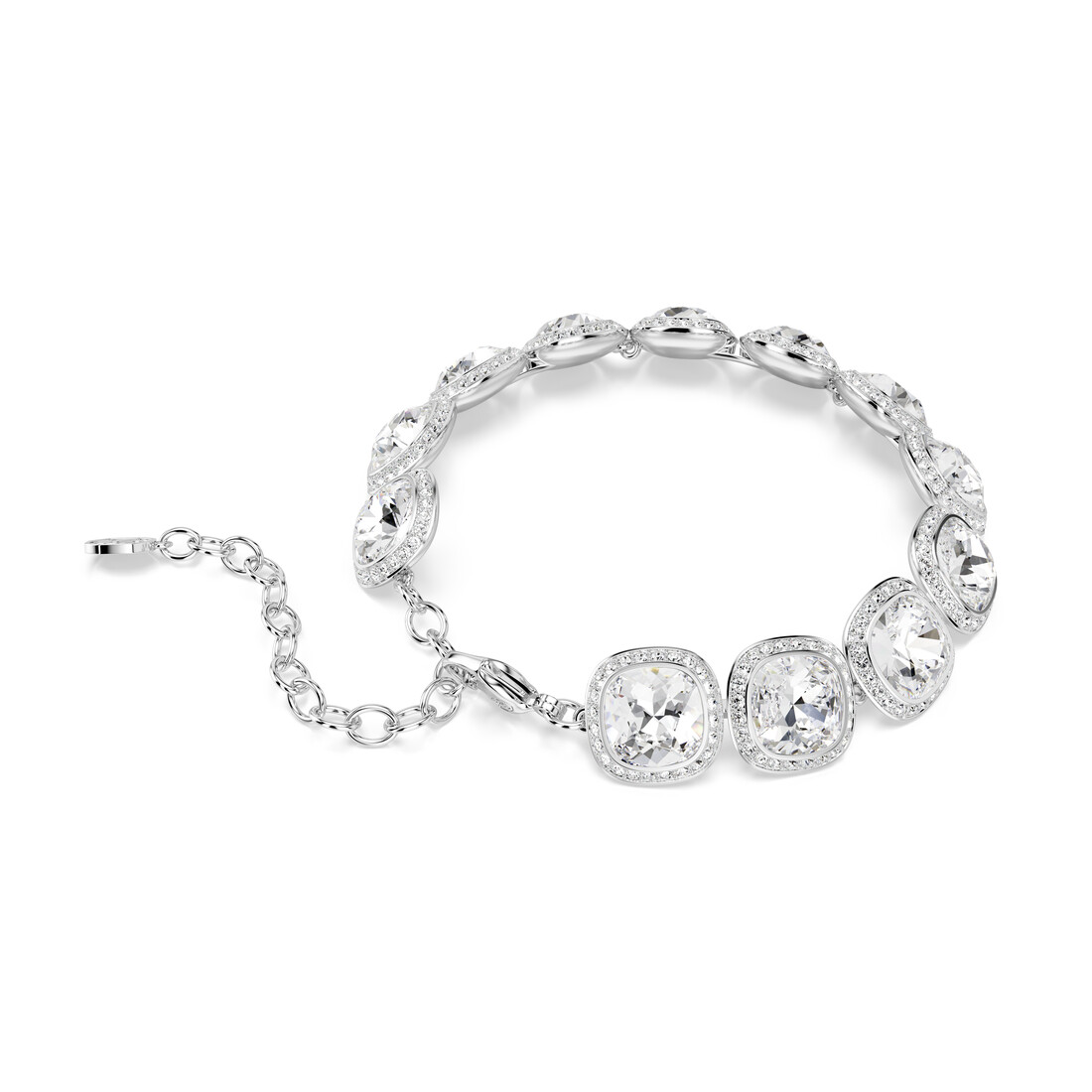Bracelet, Cushion cut, White, Rhodium plated Una Swarovski 4