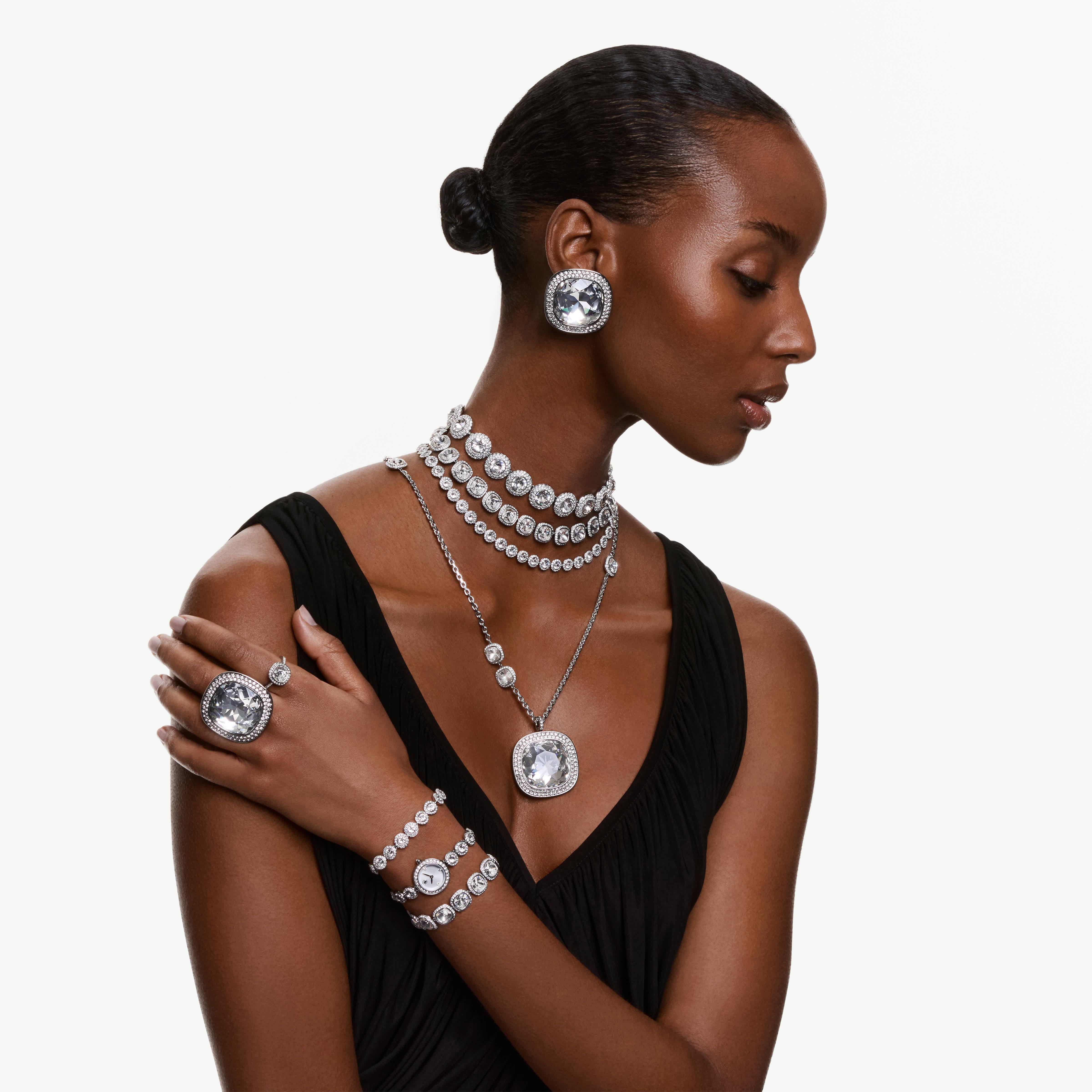 Bracelet, Cushion cut, White, Rhodium plated Una Swarovski 6