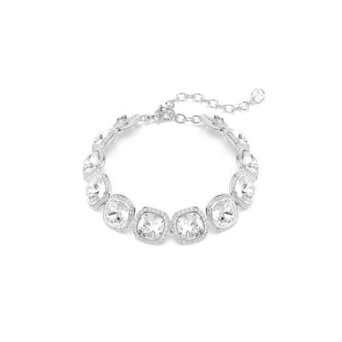 Браслет, Огранка «подушка», Белый, Родиевое покрытие Una Swarovski