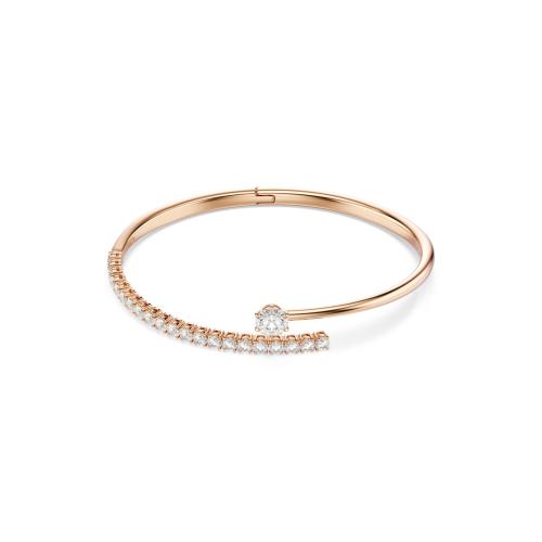 Bangle, Round cut, White, 18K rose gold finish Matrix Swarovski