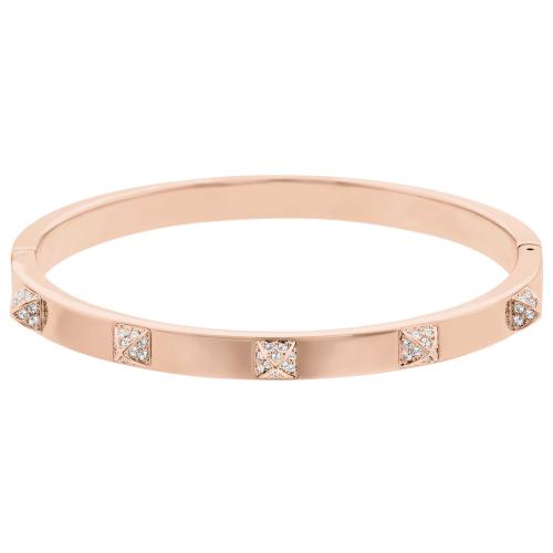 Bangle, White, Rose-gold tone plated