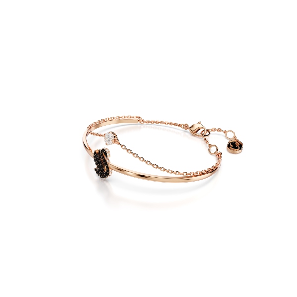 Rokassprādze, Gulbis, Melns, Rozā zelta pārklājums Swan Swarovski 2