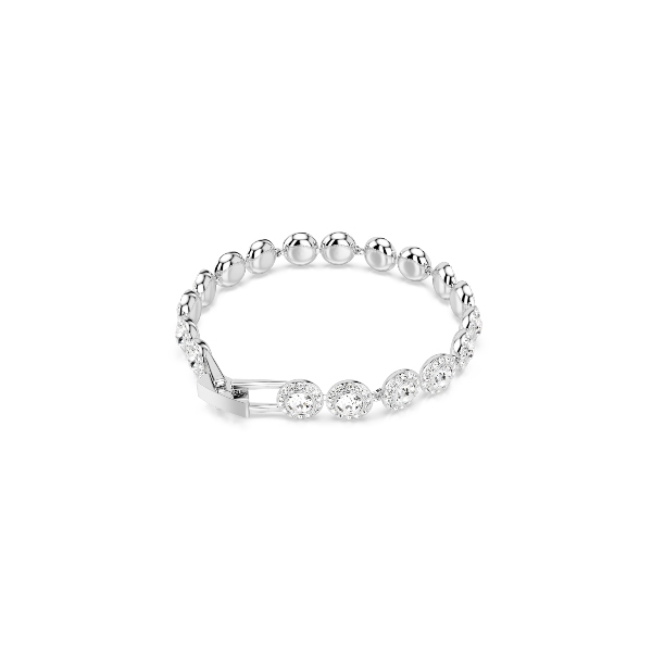 Rokassprādze, Apaļš griezums, Balts, Rodija pārklājums Una Swarovski 4