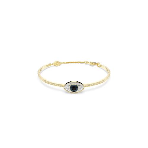 Bangle, Evil eye, Blue, Gold-tone plated Swarovski