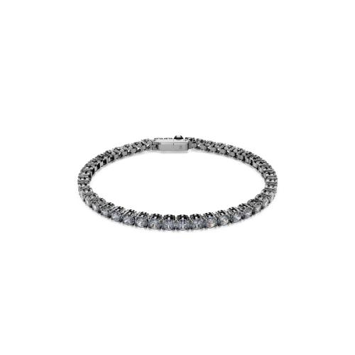 Bracelet, Round cut, Gray, Ruthenium plated Matrix Swarovski