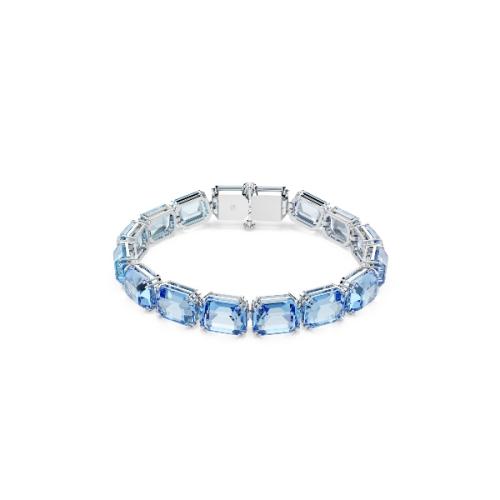Tennis bracelet, Octagon cut, Color gradient, Blue, Rhodium plated Millenia Swarovski