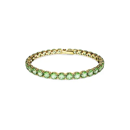 Rokassprādze, Apaļais griezums, Zaļais, Zelta toņa pārklājums Matrix Tennis Swarovski