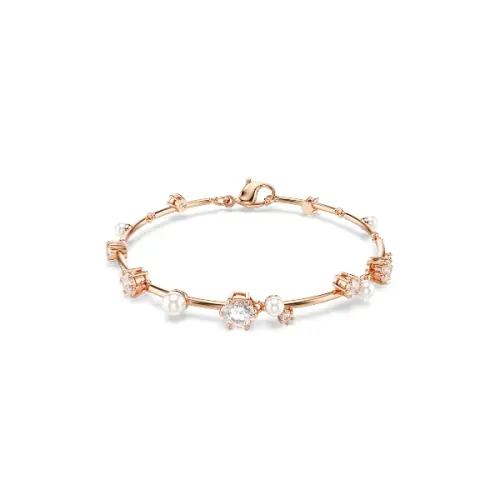 Bracelet, White, Rose Gold-tone plated