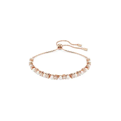 Bracelet Crystal pearl, Round cuts, White, Rose gold-tone plated Matrix Swarovski
