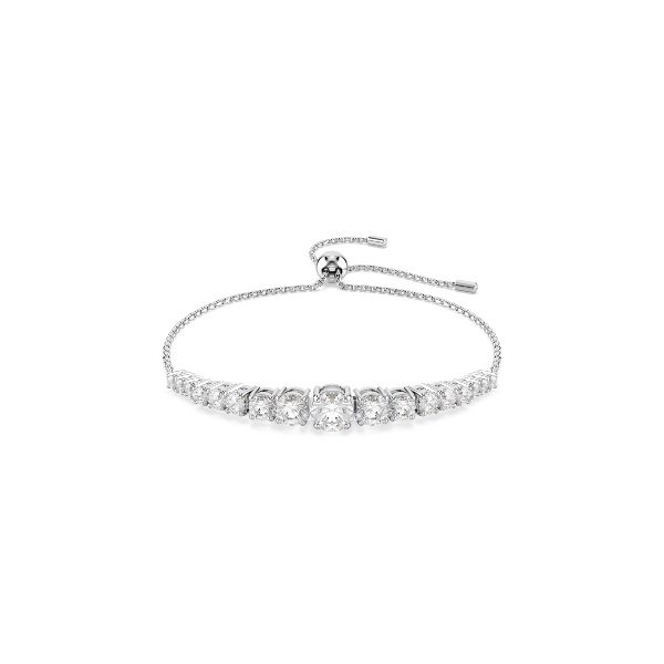 Bracelet, Gradient of round cuts, White, Rhodium plated Matrix Swarovski