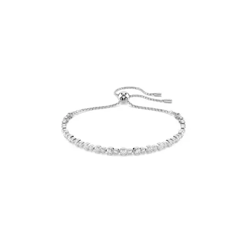 Bracelet, Mixed round cuts, White, Rhodium plated Matrix Swarovski