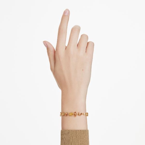 Bracelet, Mixed cuts, Yellow, Gold-tone plated Gema Swarovski 6