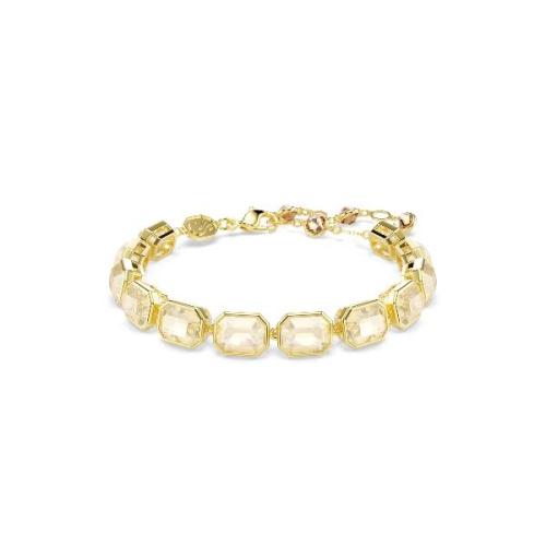 Bracelet, Octagon cut, Caramel, Gold-tone plated