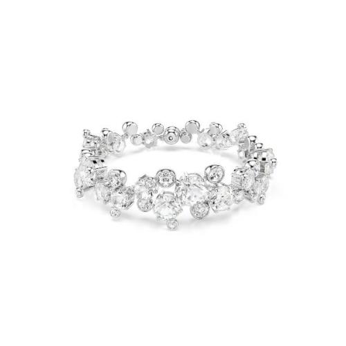 Bracelet, Mixed cuts, White, Rhodium plated