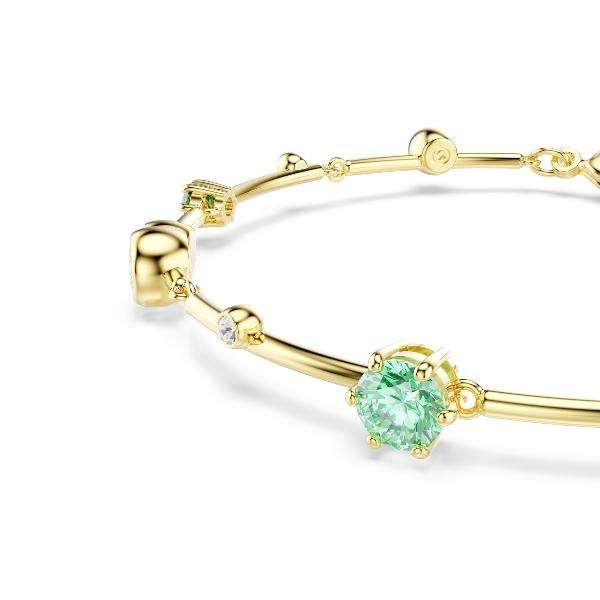 Bracelet, Mixed cuts, Green, Gold-tone plated Constella Swarovski 4