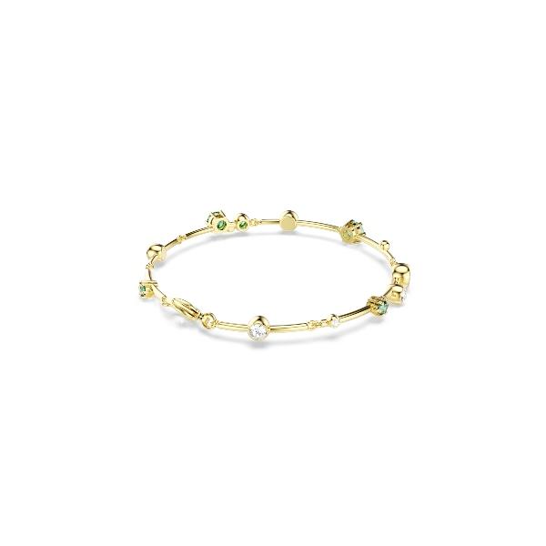 Bracelet, Mixed cuts, Green, Gold-tone plated Constella Swarovski 5