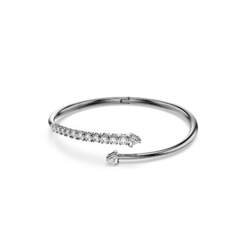 Bangle, White, Ruthenium plated Sublima Swarovski