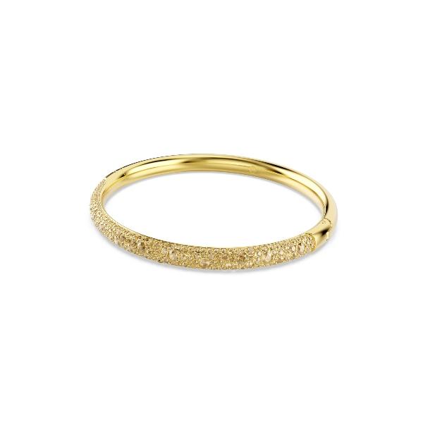 Bangle, Snow pavé, White, Gold-tone plated Sublima Swarovski 5