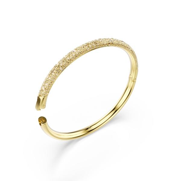 Bangle, Snow pavé, White, Gold-tone plated Sublima Swarovski 3