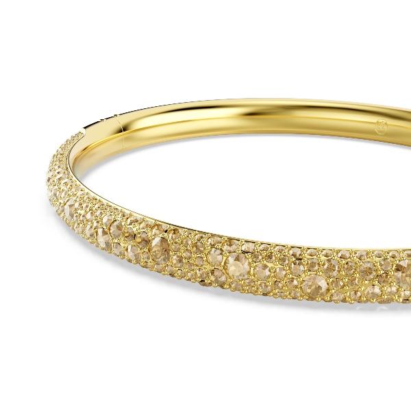 Bangle, Snow pavé, White, Gold-tone plated Sublima Swarovski 4