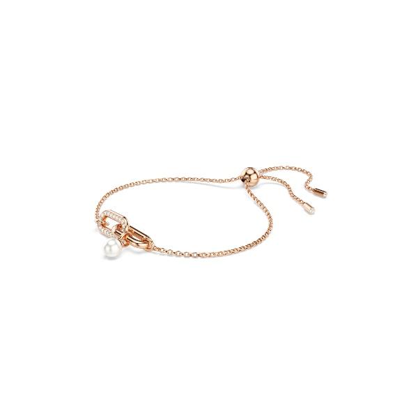 Bracelet, Crystal pearl, Round cut, White, Rose Gold-tone plated Constella Swarovski 5