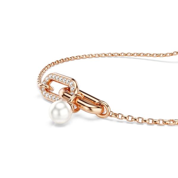 Bracelet, Crystal pearl, Round cut, White, Rose Gold-tone plated Constella Swarovski 3