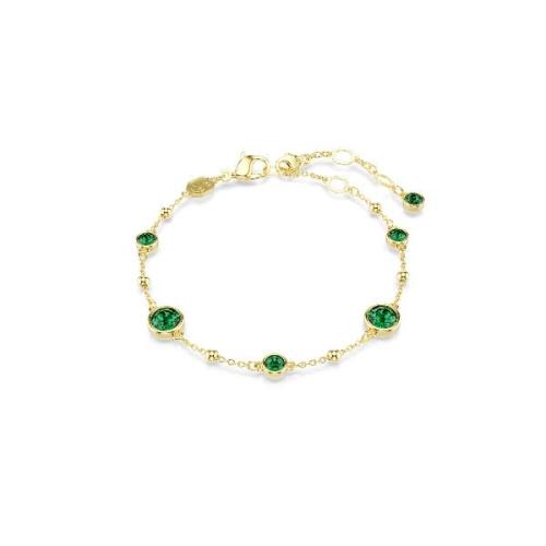 Bracelet, Round cut, Green, Gold-tone plated Imber Swarovski