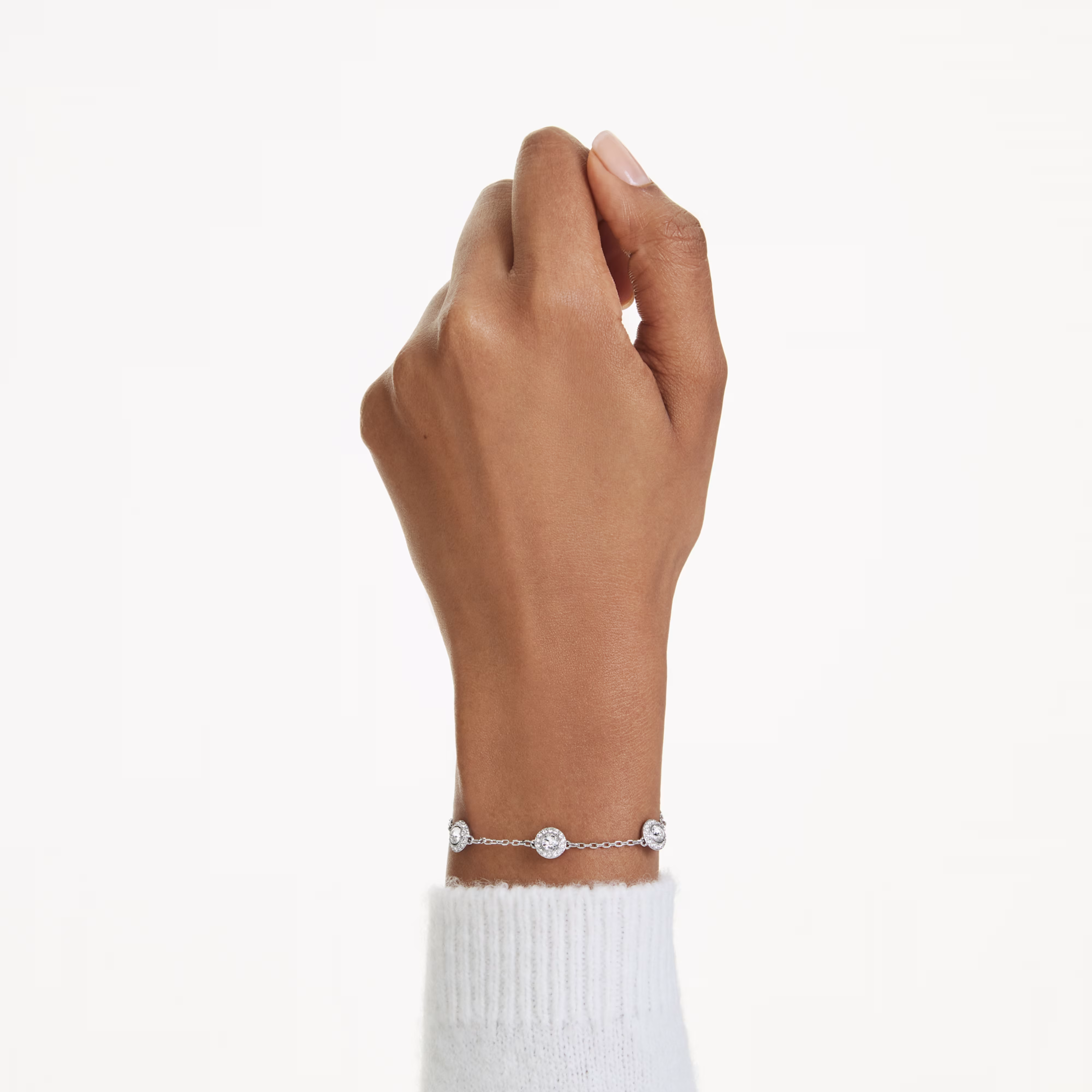 Bracelet, Round cut, Double sided motifs, White, Rhodium plated Una Angelic Swarovski 7
