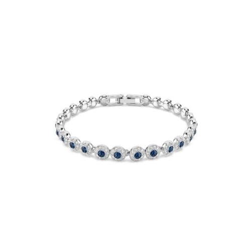 Bracelet, Round cut, Blue, Rhodium plated