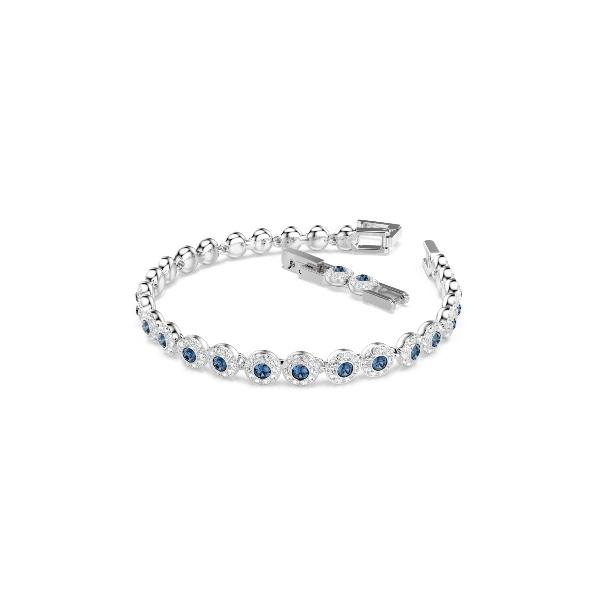 Bracelet, Round cut, Blue, Rhodium plated Una Angelic Swarovski 5