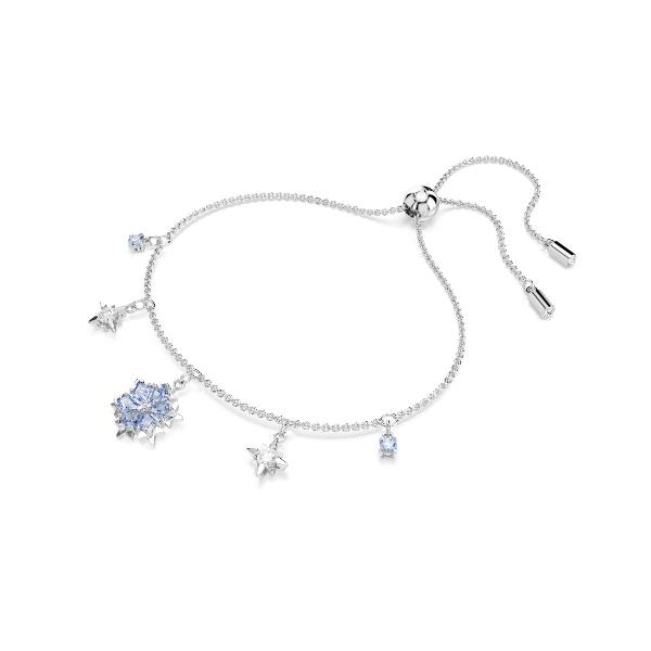 Bracelet, Snowflake, Blue, Rhodium plated Magic Swarovski 5