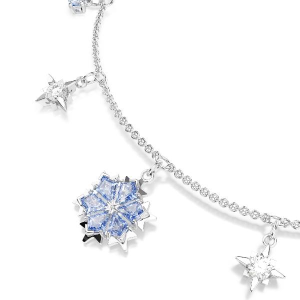 Bracelet, Snowflake, Blue, Rhodium plated Magic Swarovski 3