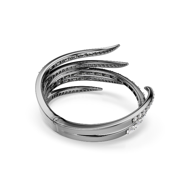 Bangle, Feather, White, Ruthenium plated The Vienna Collection Swarovski 5