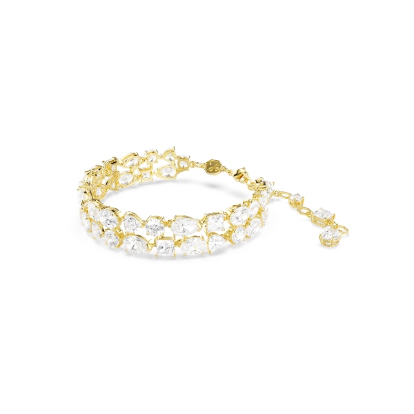 Bracelet, Mixed cuts, White, Gold-tone plated Mesmera Swarovski 2