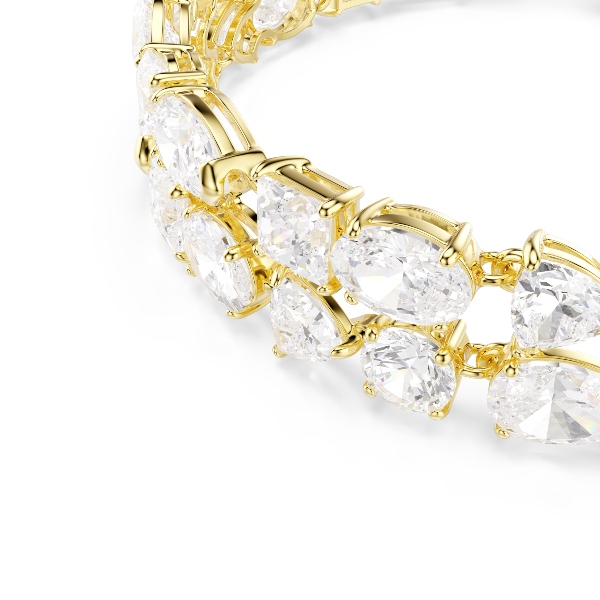 Bracelet, Mixed cuts, White, Gold-tone plated Mesmera Swarovski 4