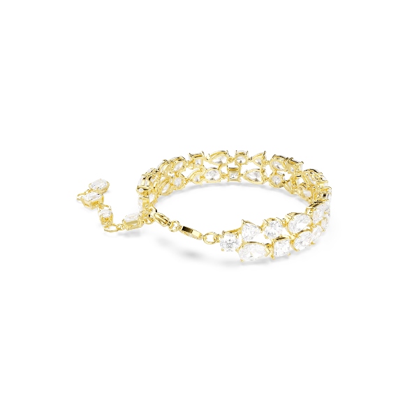 Bracelet, Mixed cuts, White, Gold-tone plated Mesmera Swarovski 5