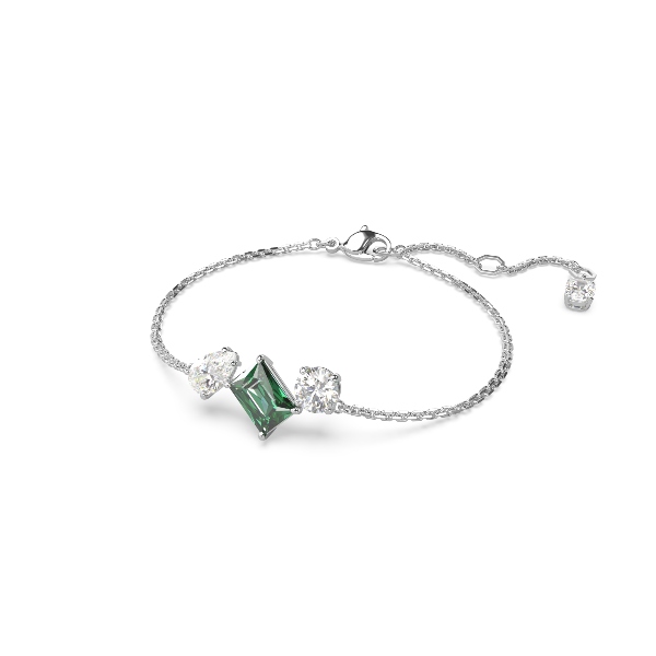 Bracelet, Mixed cuts, Green, Rhodium plated Mesmera Swarovski 2