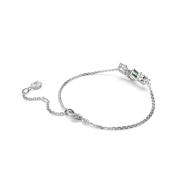 Bracelet, Mixed cuts, Green, Rhodium plated Mesmera Swarovski 4