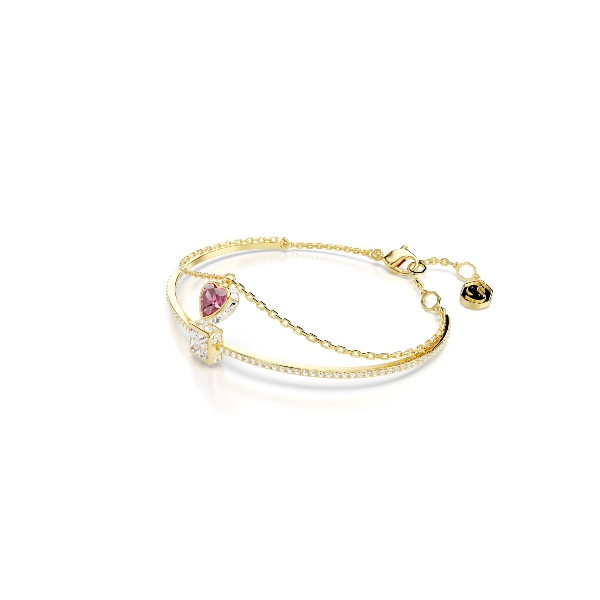Bangle, Heart, Red, Gold-tone plated Chroma Swarovski 2