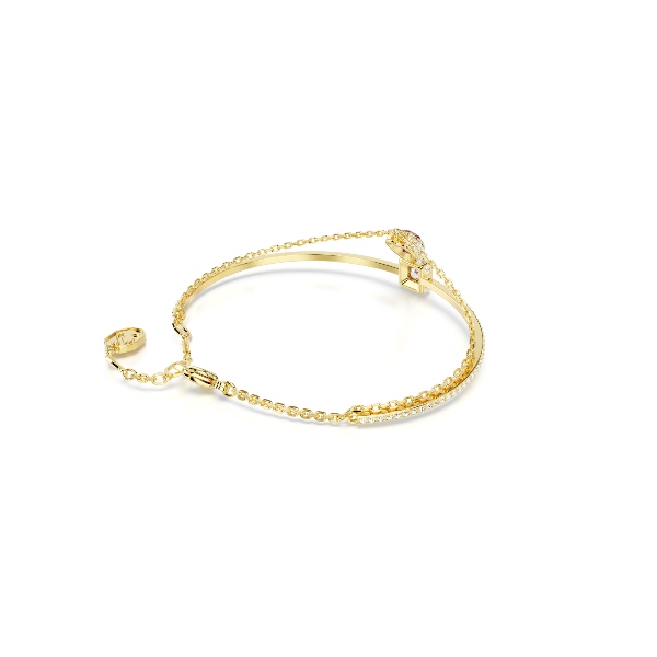 Bangle, Heart, Red, Gold-tone plated Chroma Swarovski 4