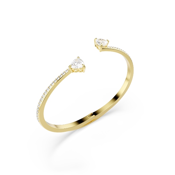 Bangle, Heart, White, Gold-tone plated Mesmera Swarovski 3